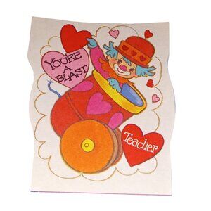 🎯 Vintage Valentines Card, Clown, Teacher